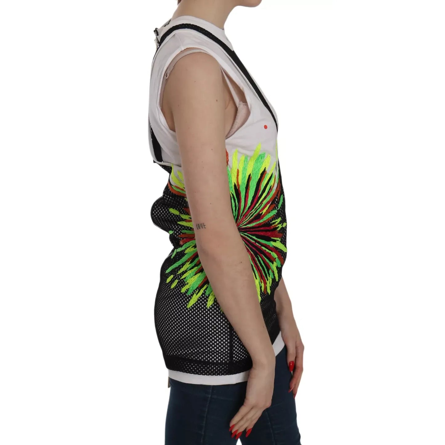 Dsquared² Black White Crew Neck Sleeveless Cotton Blouse
