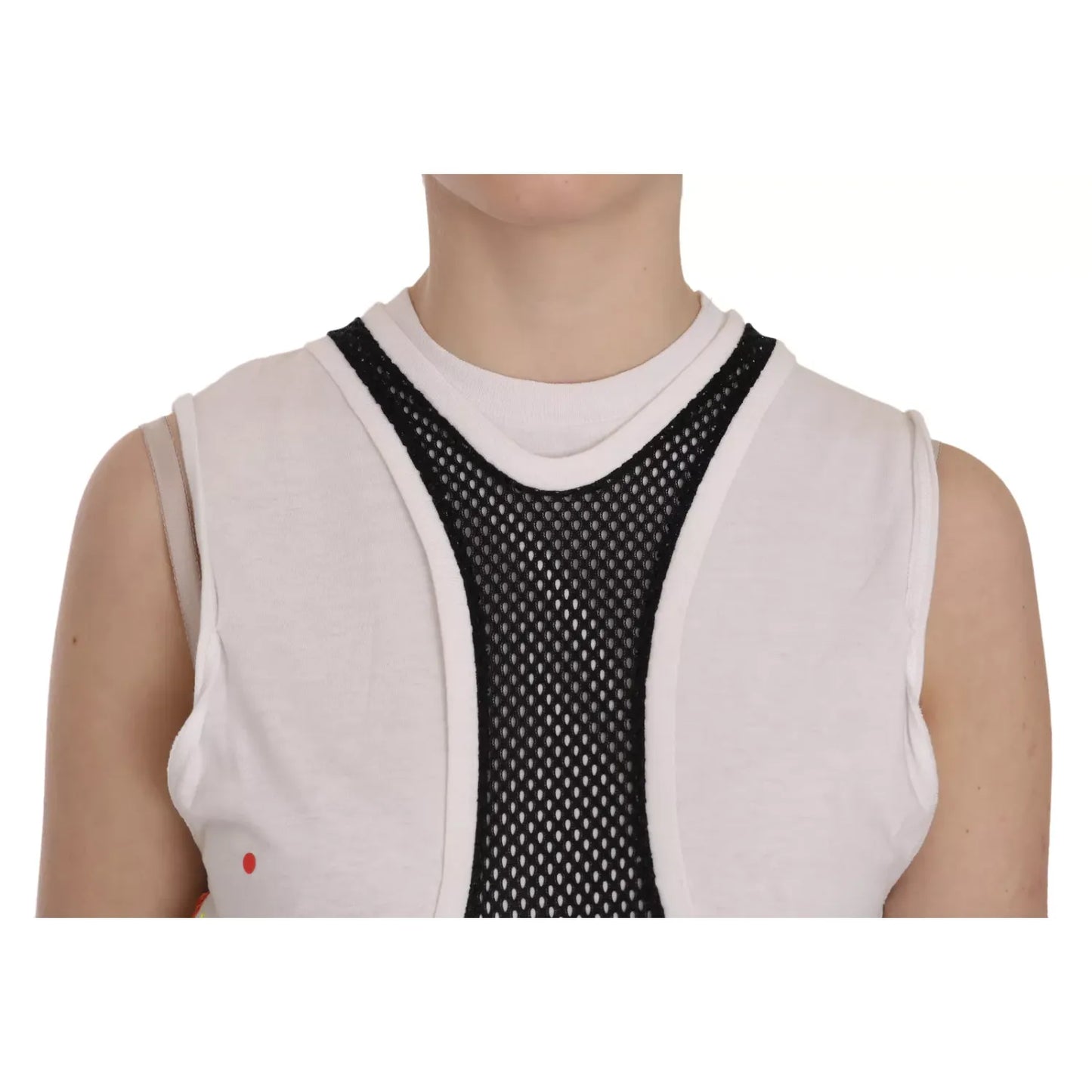 Dsquared² Black White Crew Neck Sleeveless Cotton Blouse