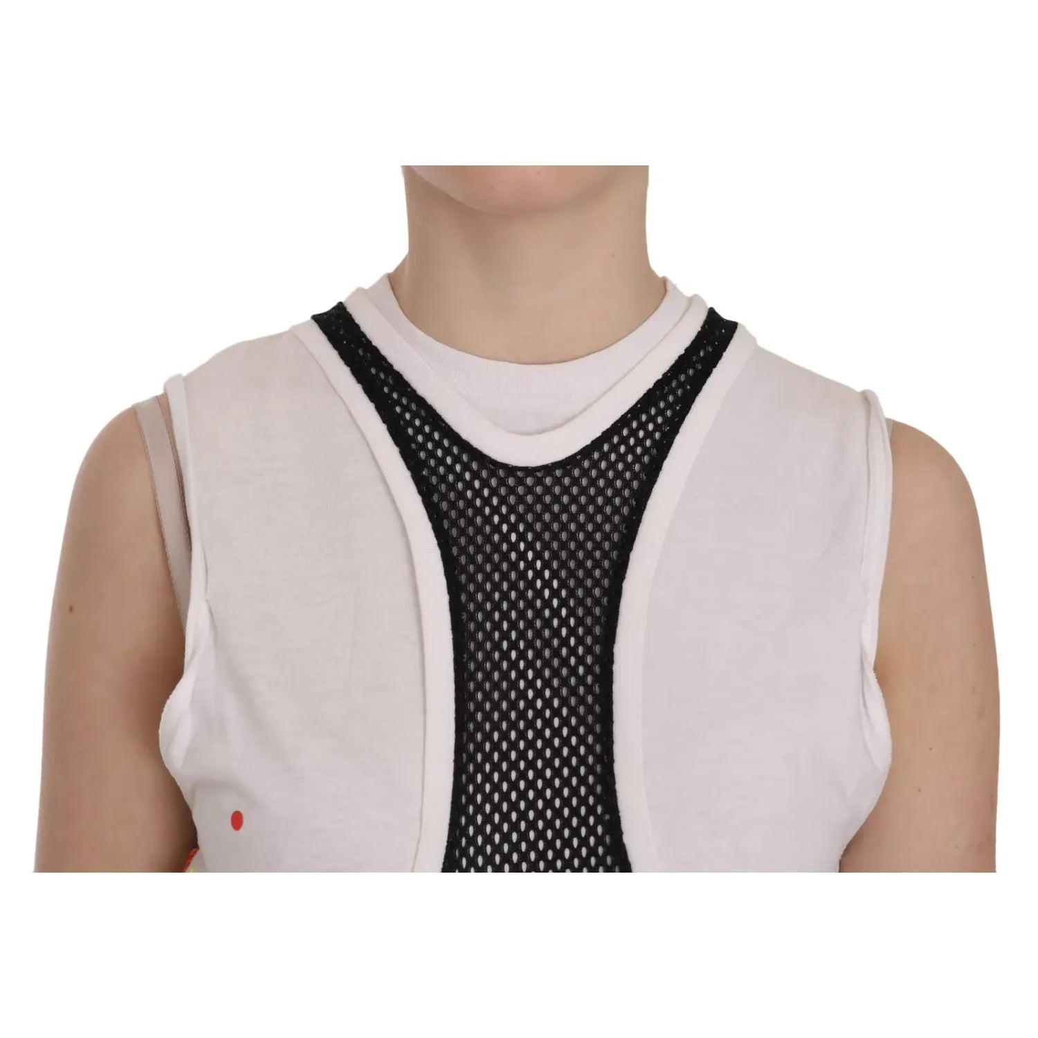 Dsquared² Black White Crew Neck Sleeveless Cotton Blouse