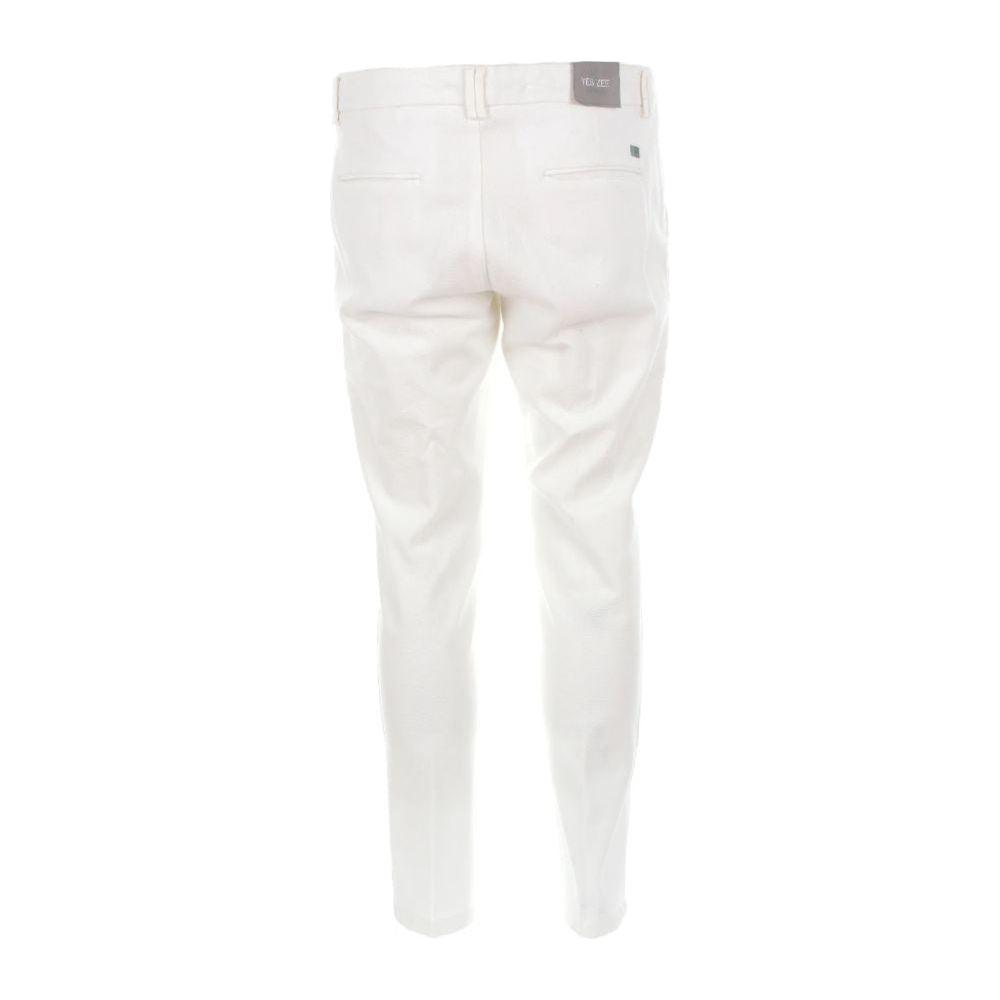 Yes Zee Honeycomb Cotton Chino Trousers - Pristine White Yes Zee