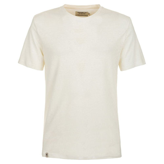 Fred Mello Elevated White Linen-Cotton Blend Tee Fred Mello