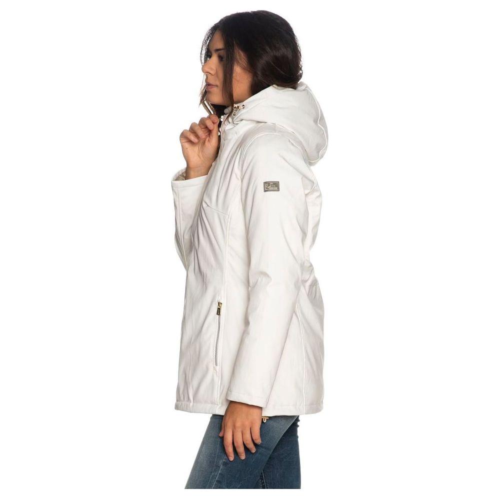 Yes Zee Chic White Hooded Down Jacket for Women Yes Zee