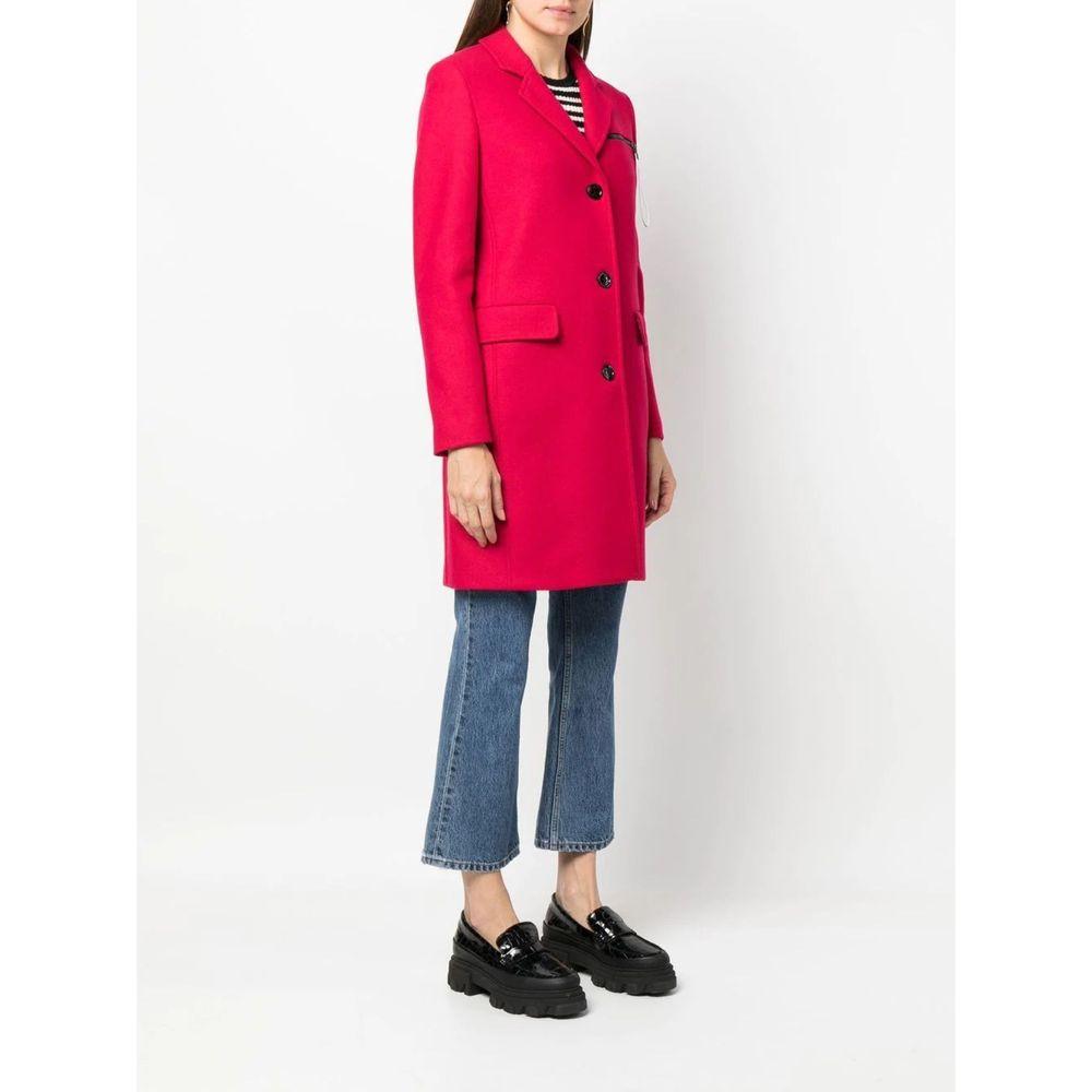 Love Moschino Chic Pink Woolen Coat with Logo Details Love Moschino