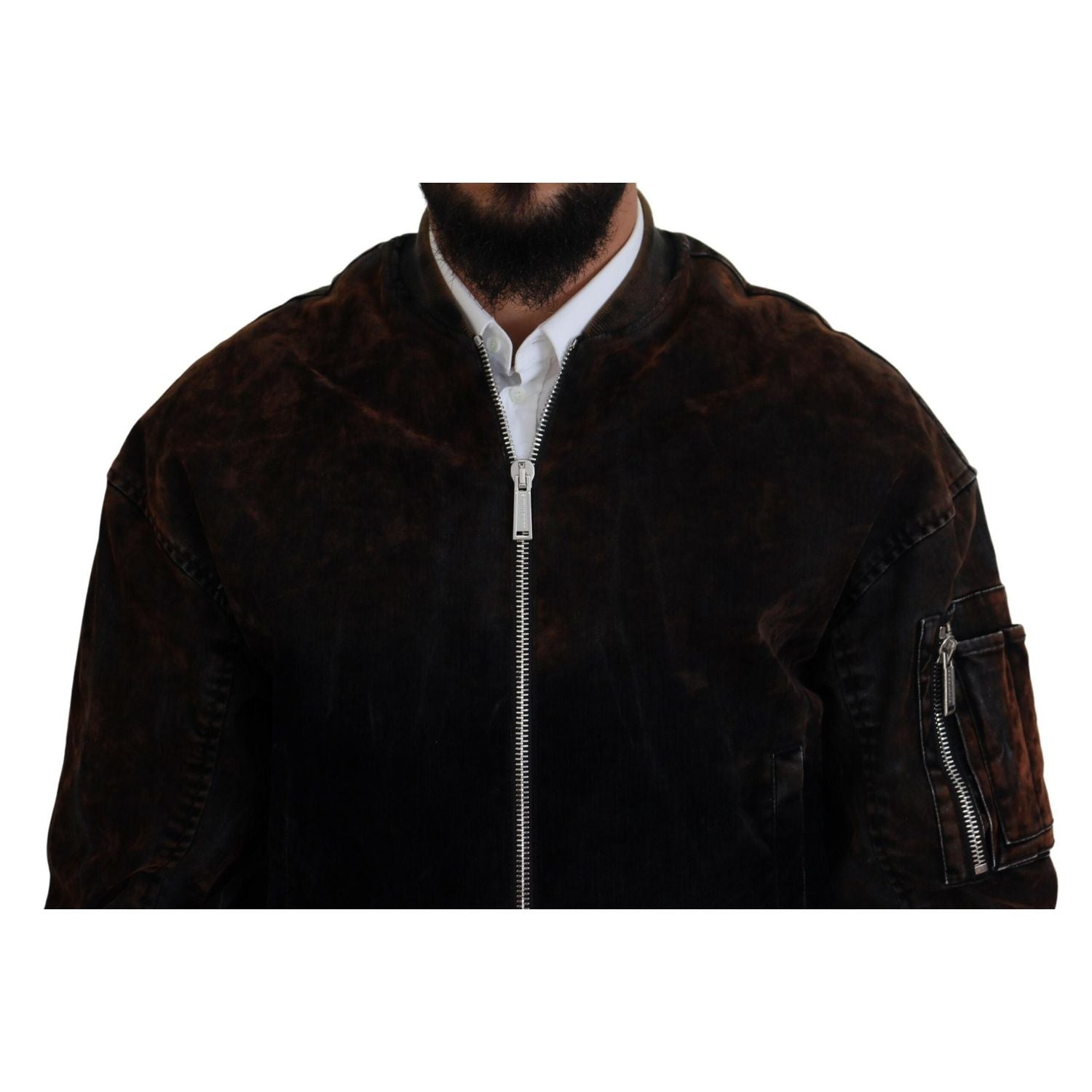 Dsquared² Brown Cotton Bomber Zipper Pocket Sleeves Jacket