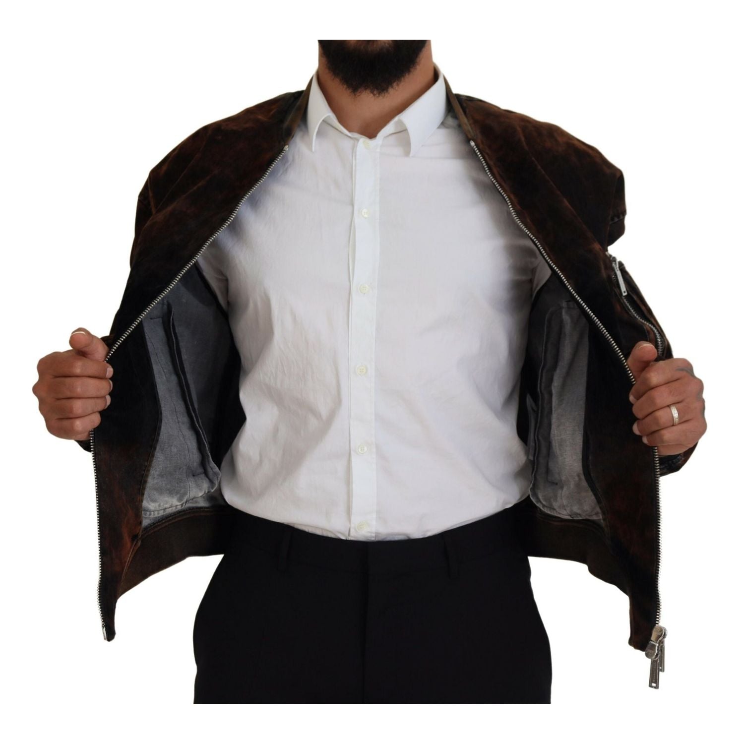 Dsquared² Brown Cotton Bomber Zipper Pocket Sleeves Jacket