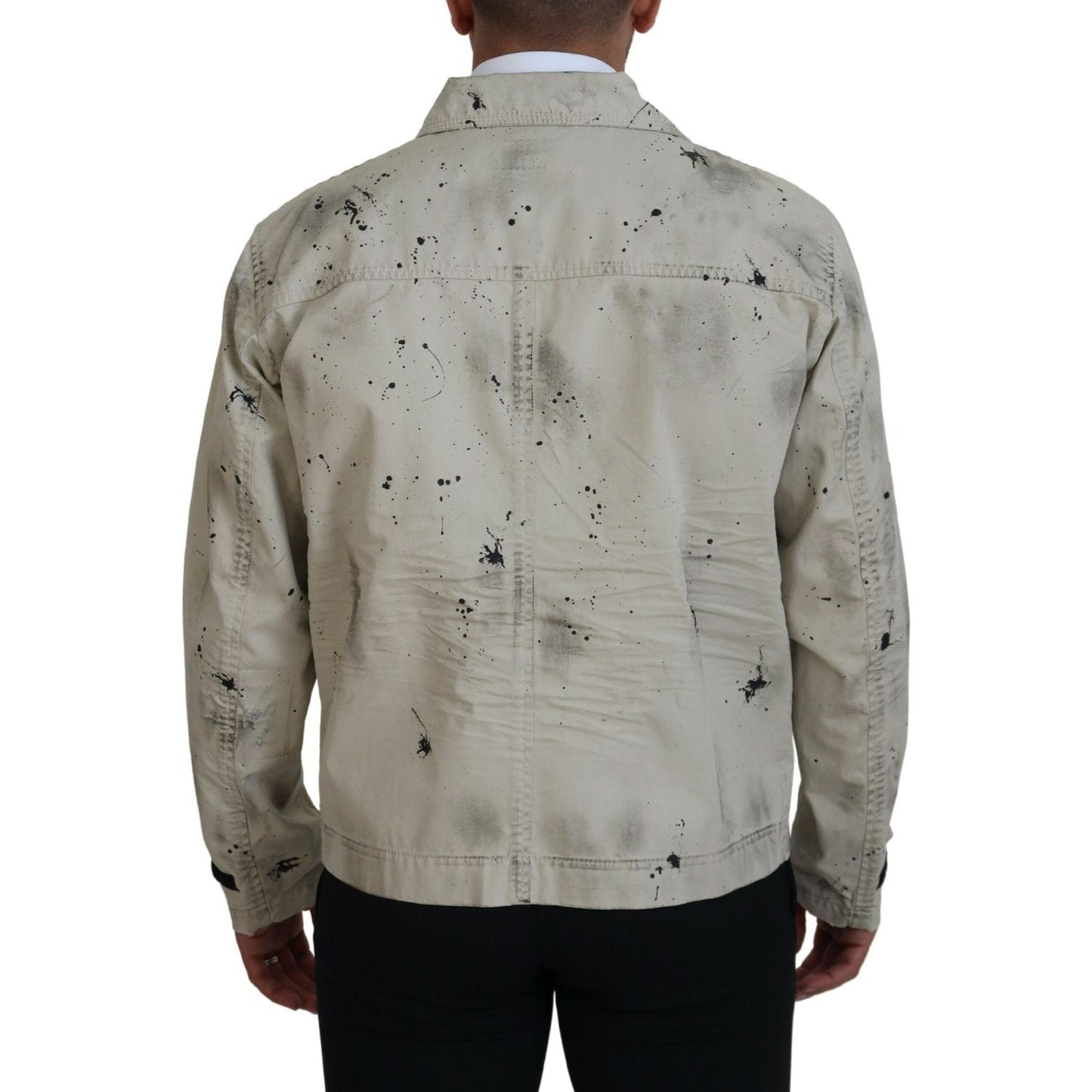 Dsquared² Off White Black Splash Print Casual Denim Jacket Dsquared²