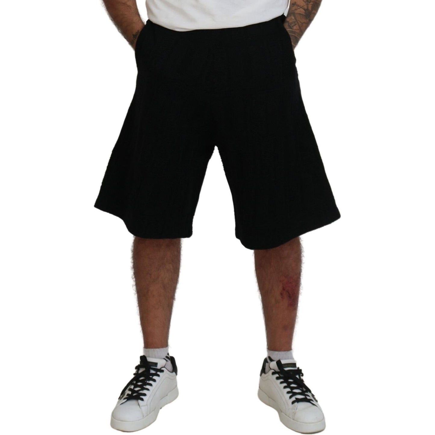 Dsquared² Black Solid Pull On Men Casual Bermuda Shorts Dsquared²