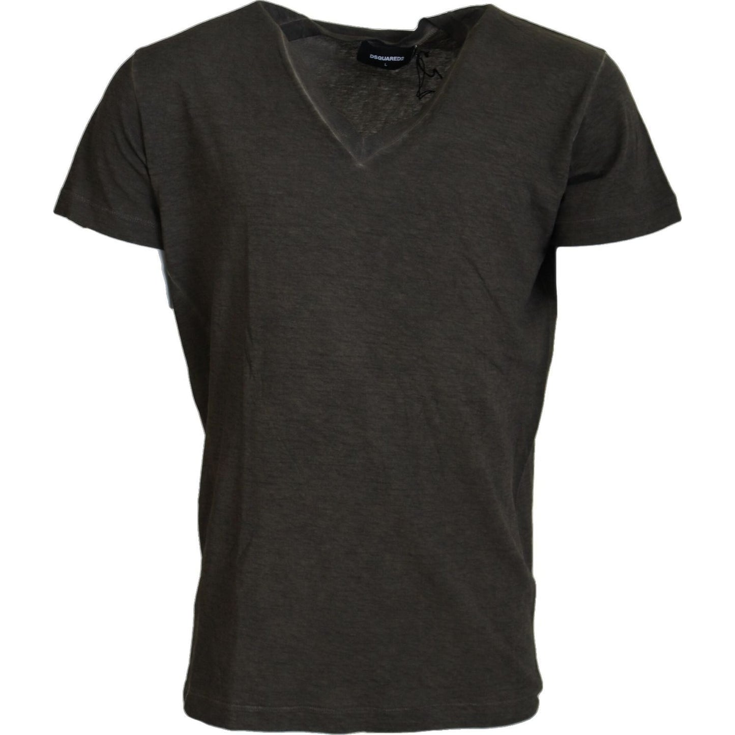 Dsquared² Gray Cotton Linen Short Sleeves V-neck T-shirt Dsquared²