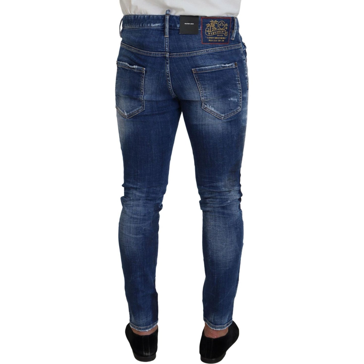 Dsquared² Blue Washed Patchwork Skinny Men Denim Jeans Dsquared²