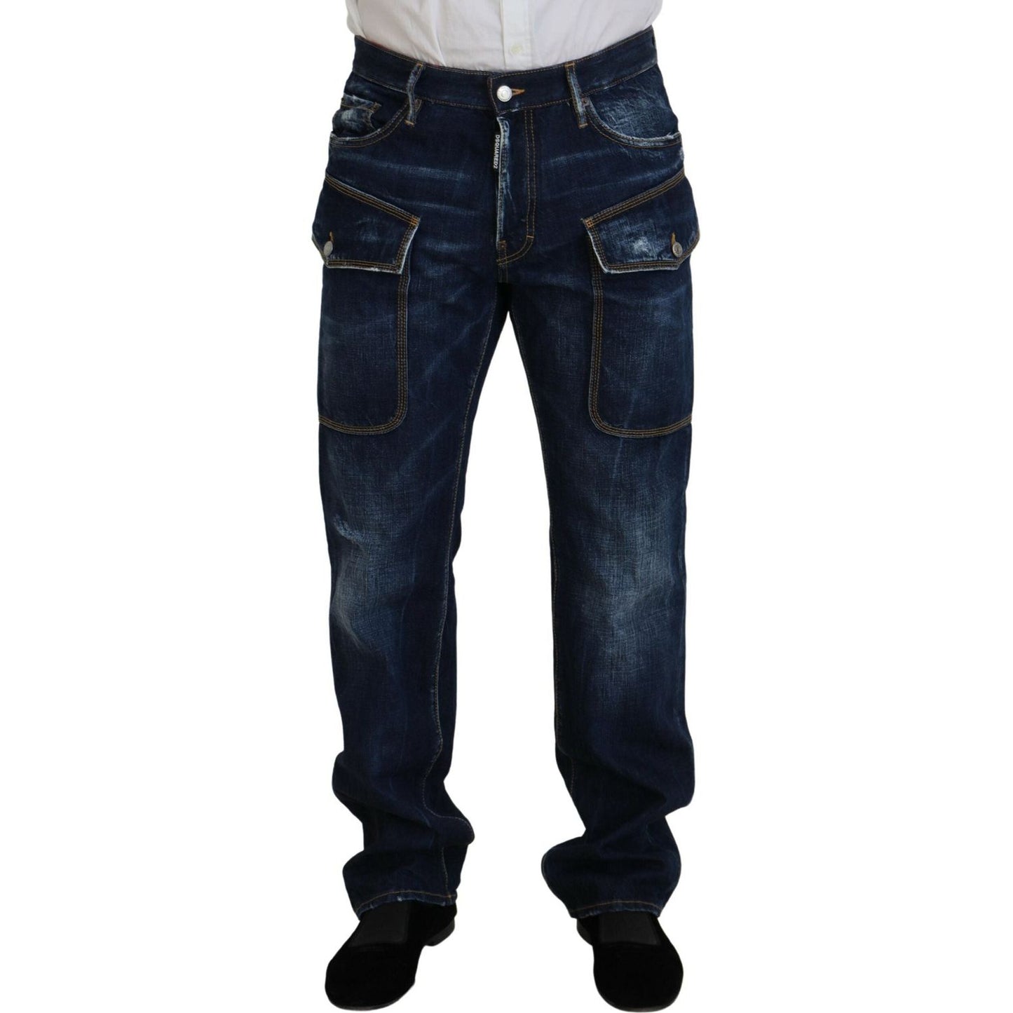 Dsquared² Blue Washed Cotton Cargo Casual Men Denim Jeans Dsquared²