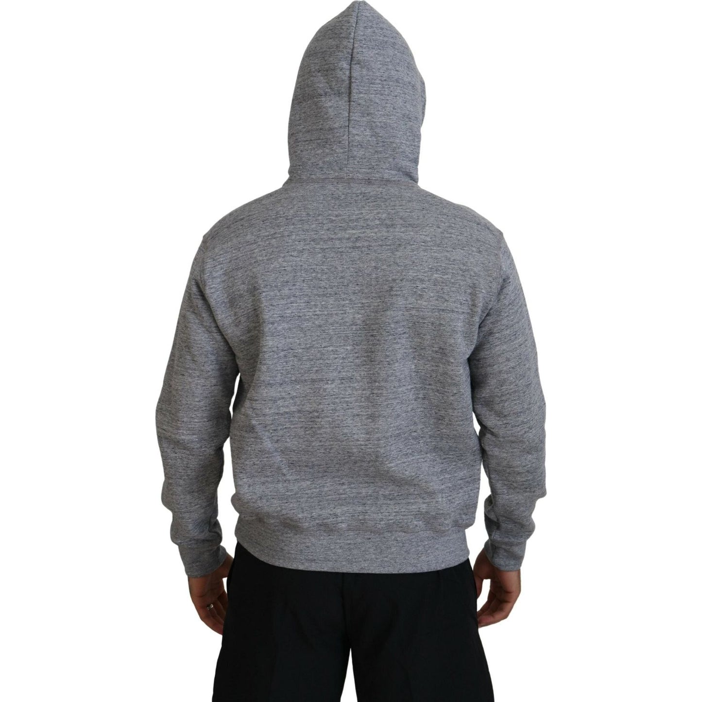 Dsquared² Gray Cotton Hooded Printed Men Pullover Sweater Dsquared²