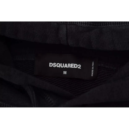 Dsquared² Black Cotton Hooded Printed Men Pullover Sweater