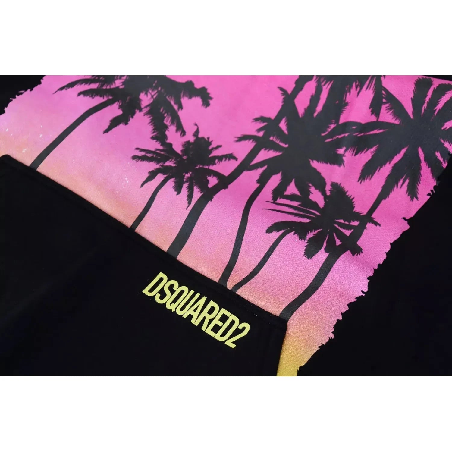 黑色棉质连帽印花男式套头衫