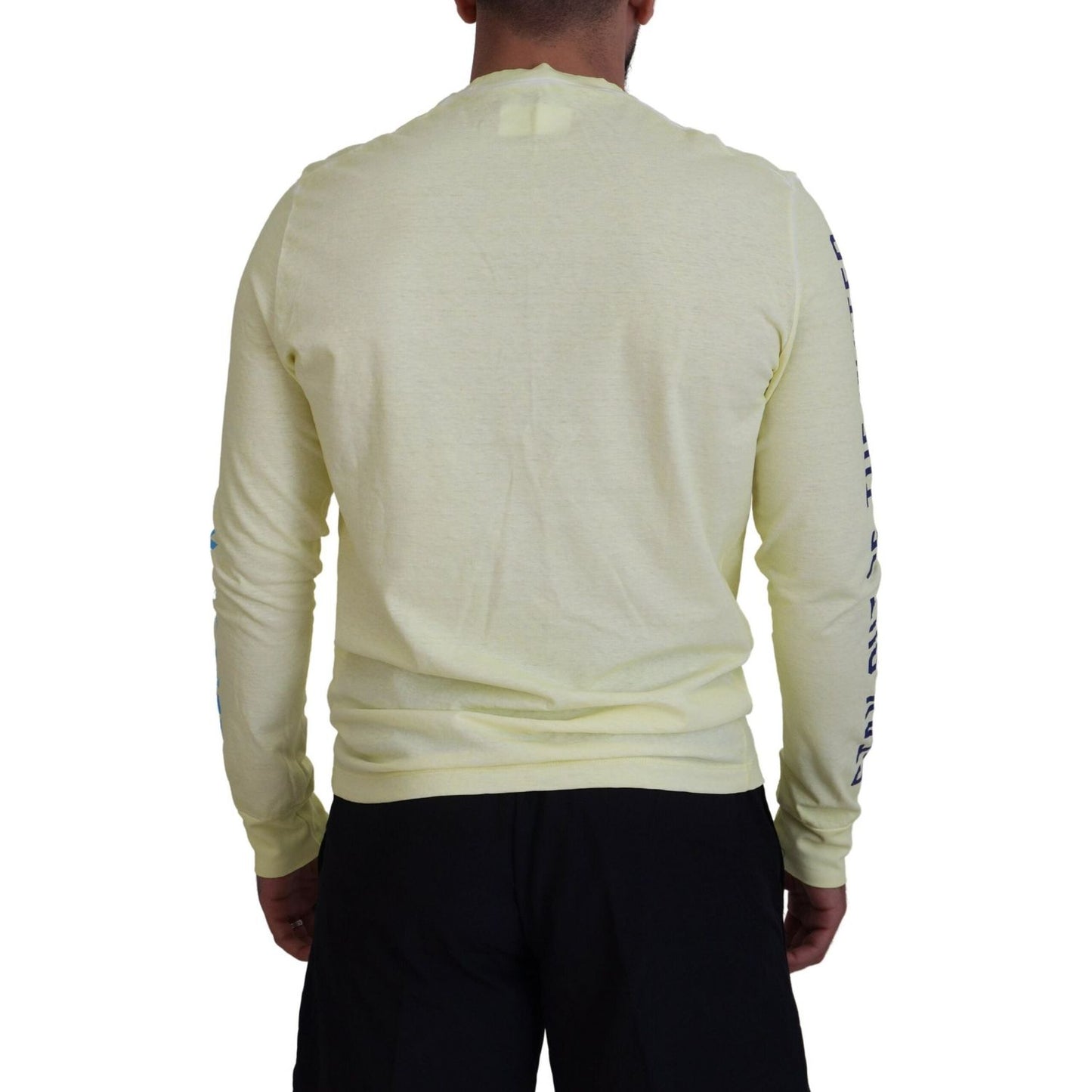 Dsquared² Yellow Colorful Print Long Sleeves Top T-shirt Dsquared² Gray