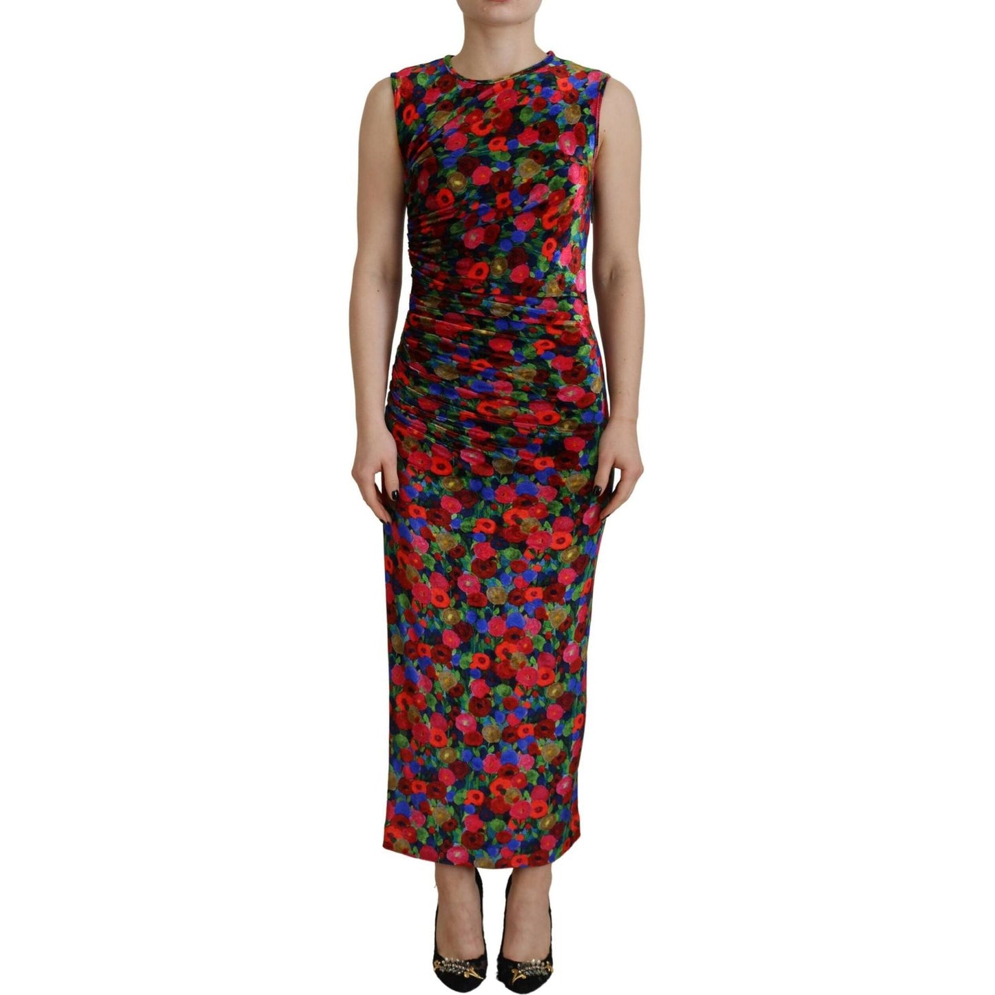 Dsquared² Multicolor Floral Bodycon Ruched Maxi Dress Dsquared²