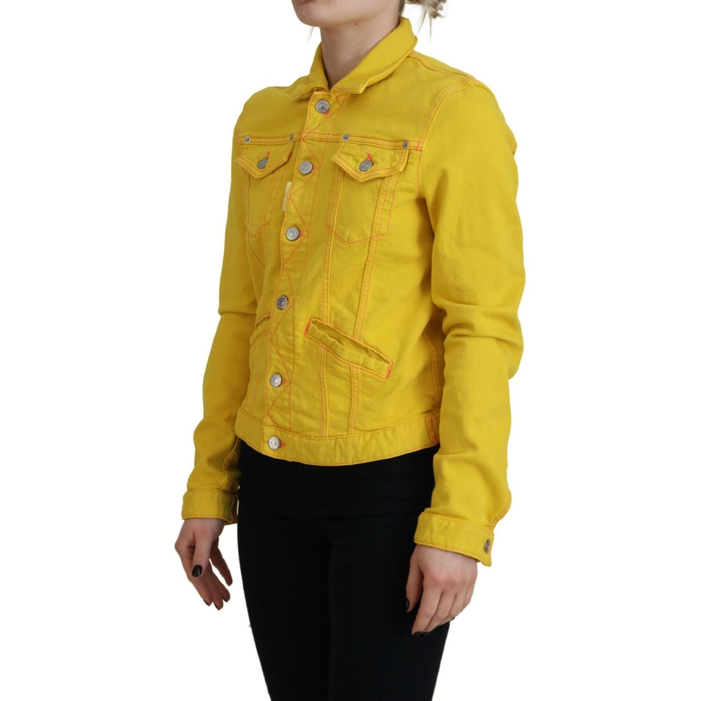 Dsquared² Yellow Collared Long Sleeves Denim Jacket Dsquared²