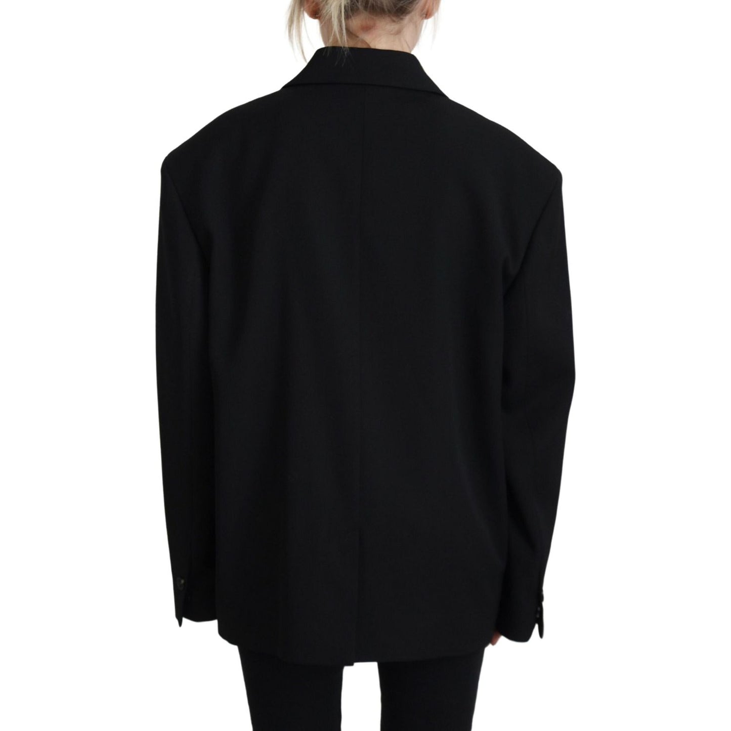 Dsquared² Black Double Breasted Coat Blazer Jacket Dsquared²