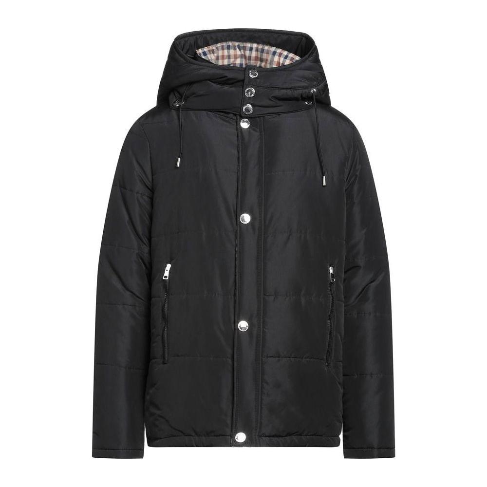 Aquascutum Elegant Black Jacket with Removable Hood MAN COATS & JACKETS Aquascutum