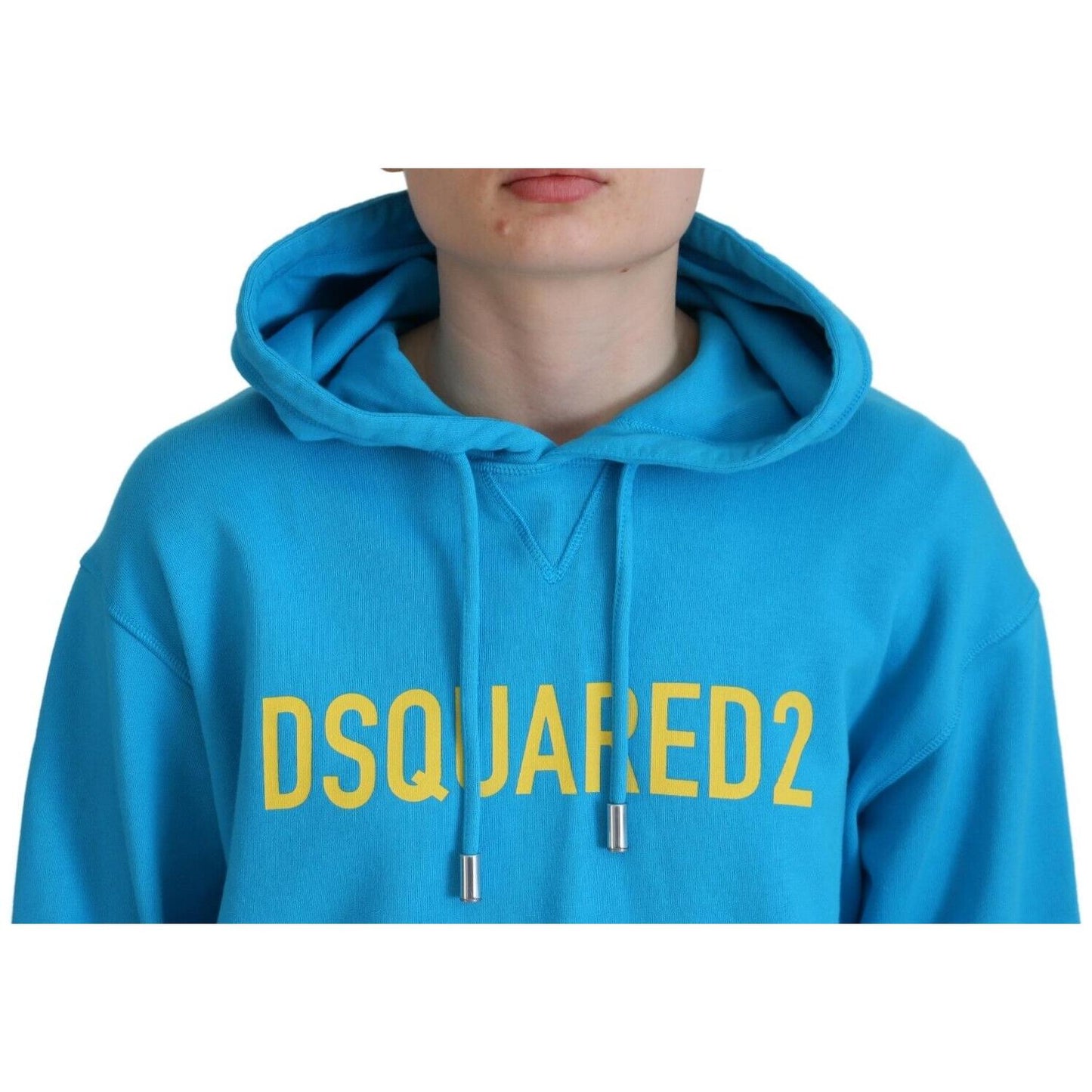 Dsquared² Blue Logo Print Cotton Hoodie Sweatshirt Sweater Dsquared²