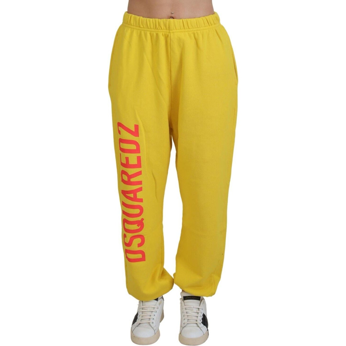 Dsquared² Yellow Mid Waist Logo Print Jogger Trouser Pants Dsquared²