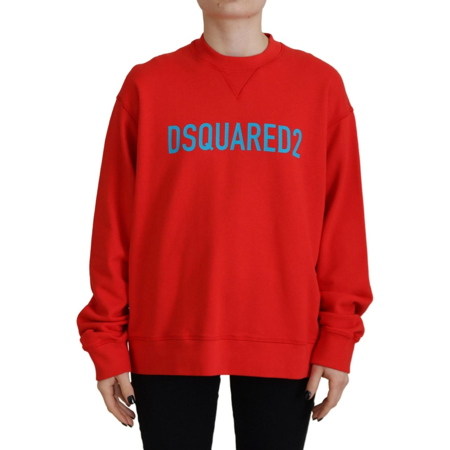 Dsquared² Red Cotton Printed Crew Neck Long Sleeve Sweater Dsquared²