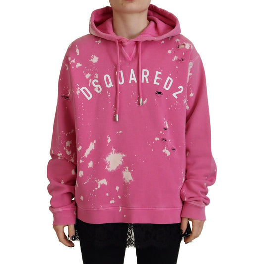 Dsquared² Pink Logo Print Cotton Hoodie Sweatshirt Sweater Dsquared²