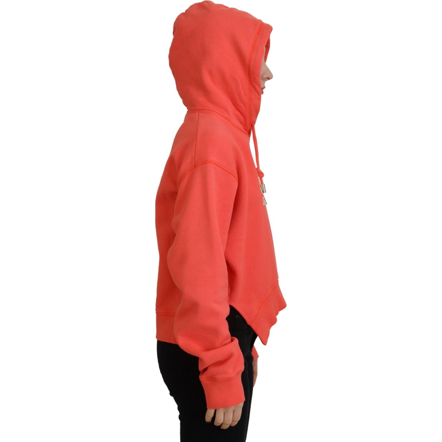 粉色徽标印花棉质连帽卫衣