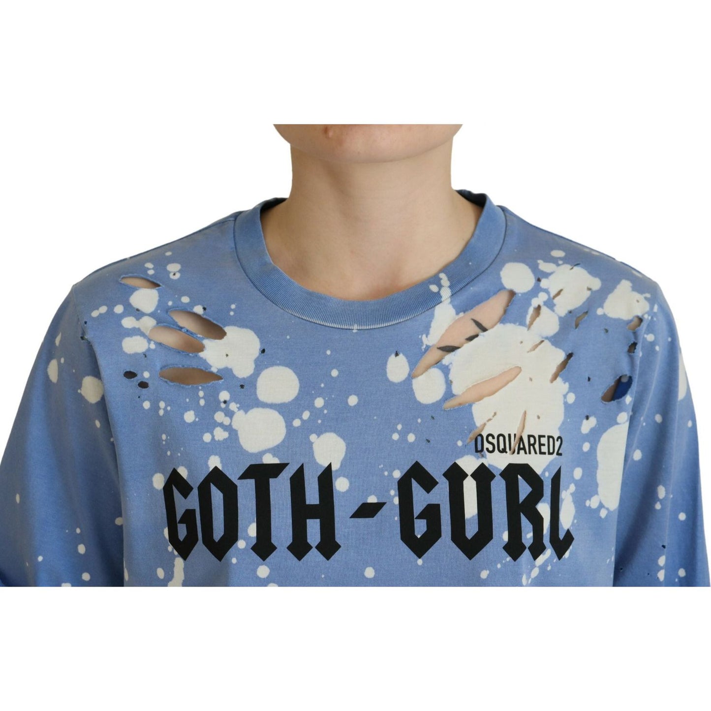 Dsquared² Blue Goth Gurl Print Black Lace Cotton Tee T-shirt Dsquared²