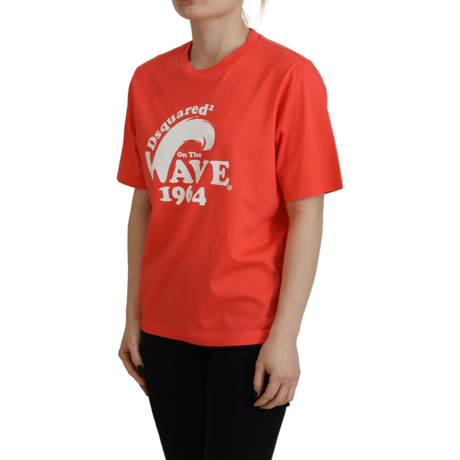 橙色徽标棉质圆领短袖 T 恤