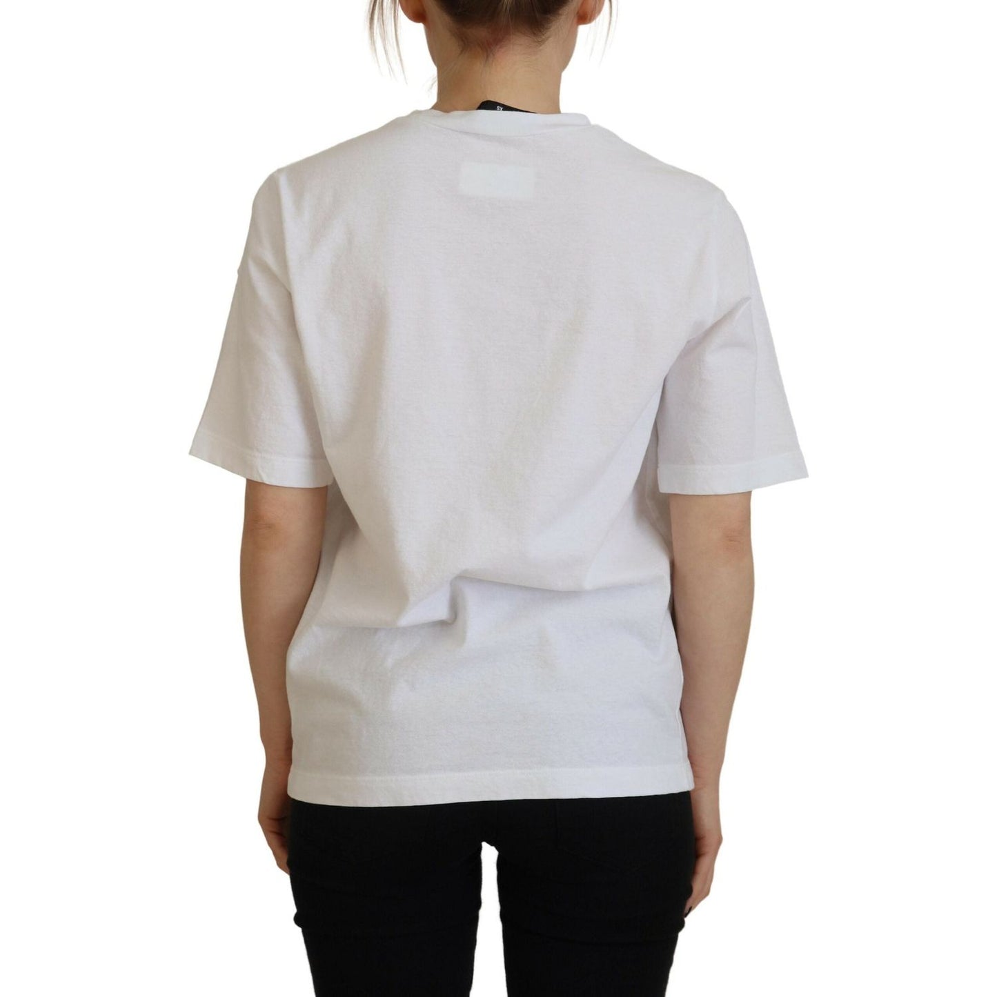 Dsquared² White Cotton Shiny Icon East Tee Crewneck T-shirt Dsquared² Gray