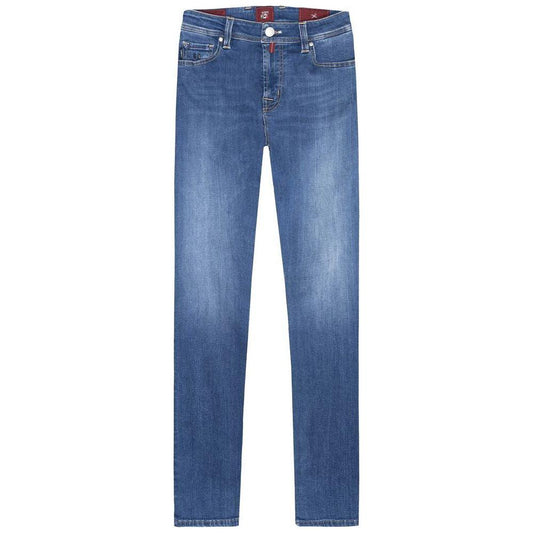 Tramarossa Light Blue Cotton Men Jeans Tramarossa Dark Slate Blue