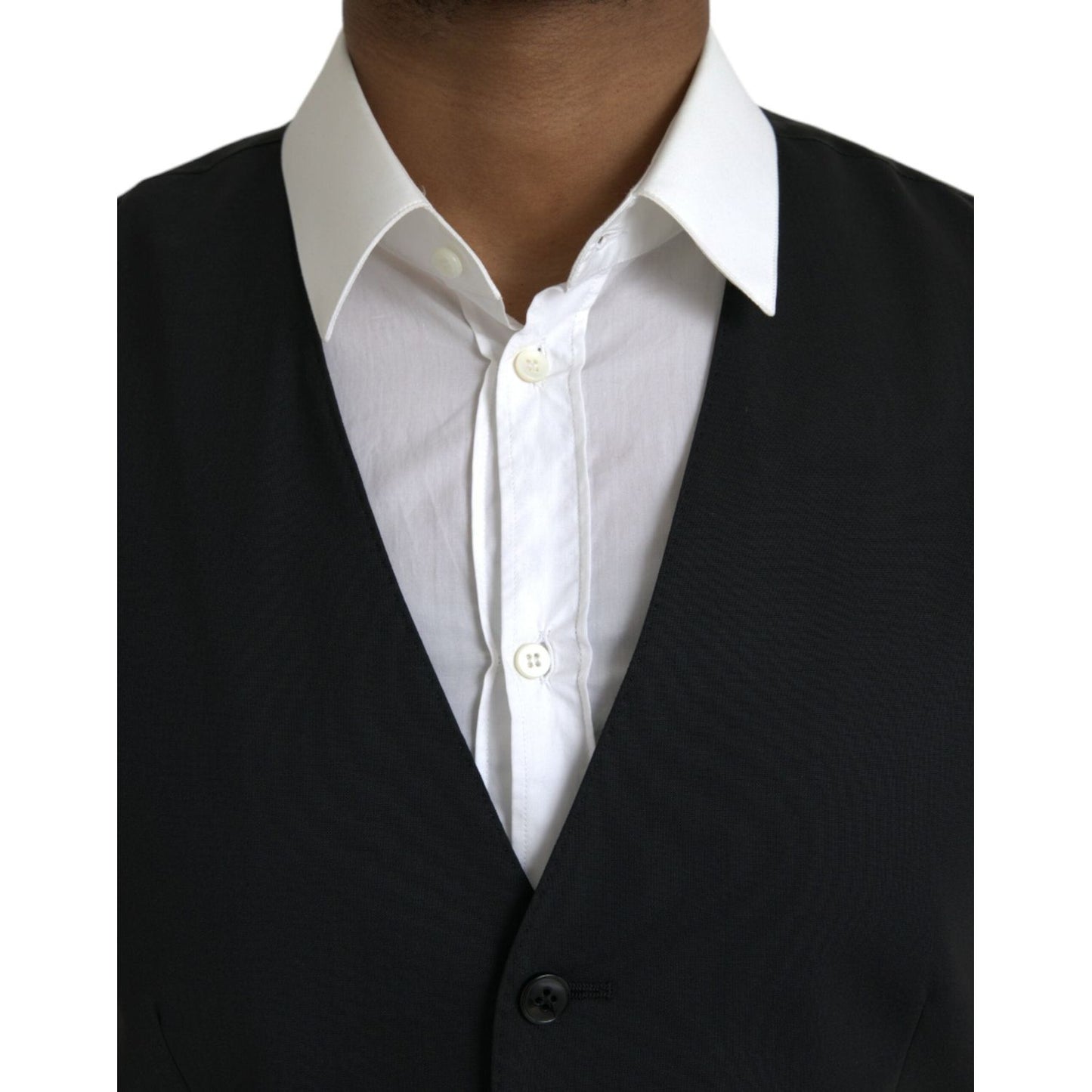 Dolce & Gabbana Black Wool Formal Dress Waistcoat Vest Dolce & Gabbana