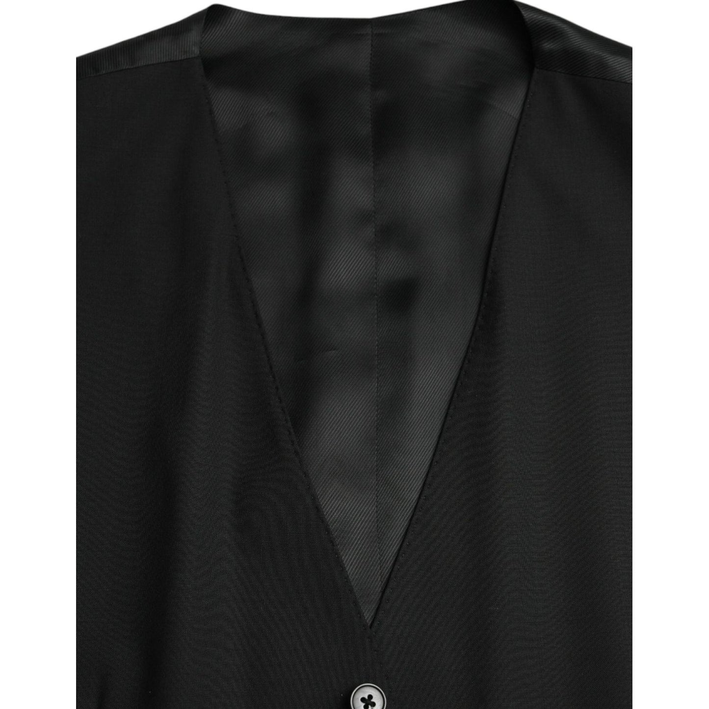 Dolce & Gabbana Black Wool Formal Dress Waistcoat Vest Dolce & Gabbana