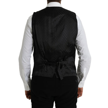 Dolce & Gabbana Black Silk Waistcoat Dress Formal Vest
