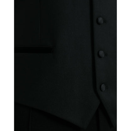 Dolce & Gabbana Black Silk Waistcoat Dress Formal Vest