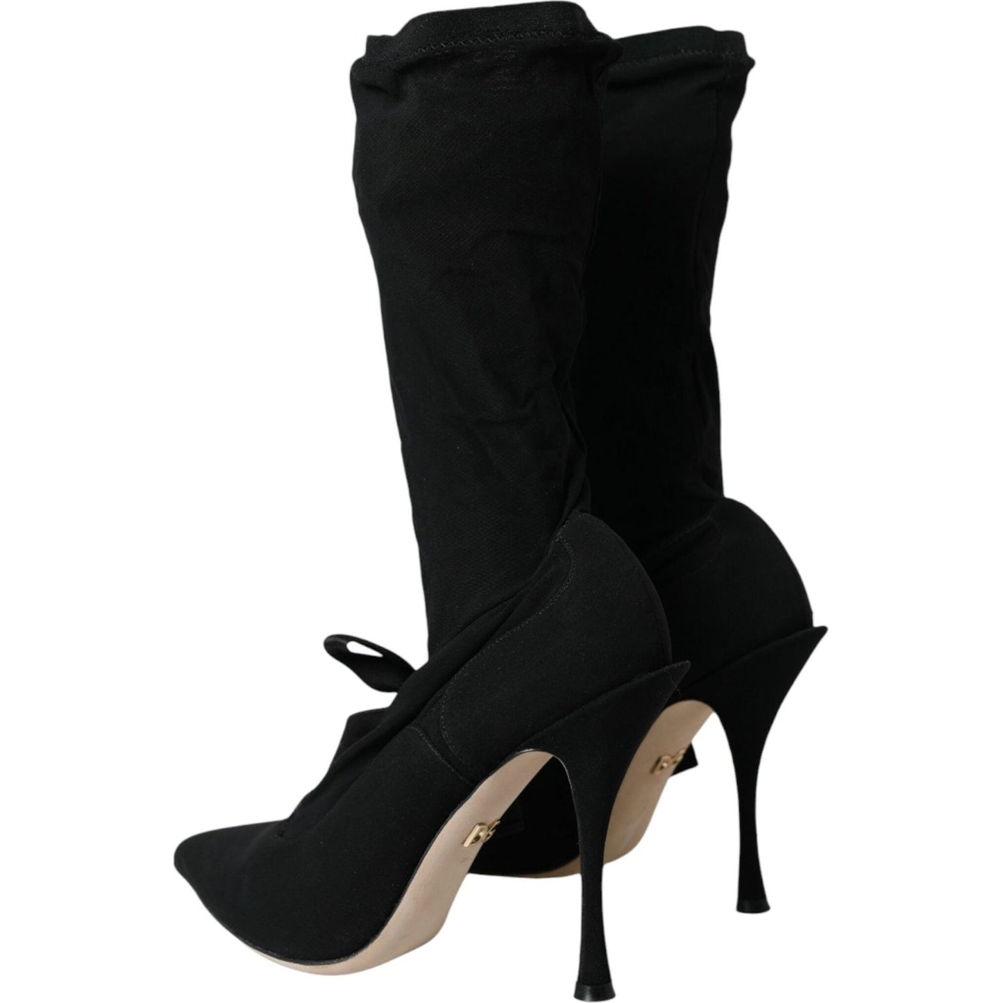 Dolce & Gabbana Black Stiletto Heels Mid Calf Boots Shoes