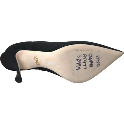 Dolce & Gabbana Black Stiletto Heels Mid Calf Boots Shoes