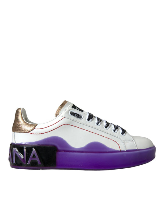 Dolce & Gabbana White Leather Portofino Low Top Sneakers Shoes Dolce & Gabbana