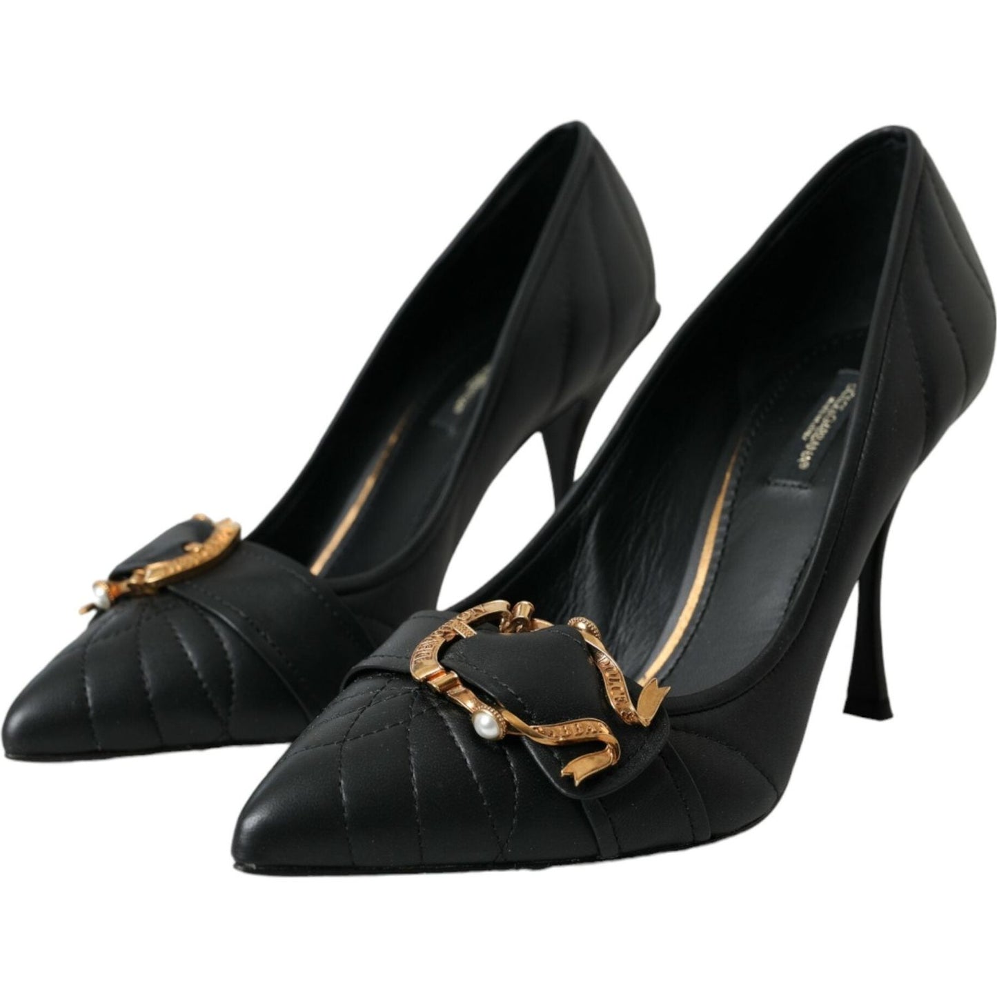 Dolce & Gabbana Black Devotion Leather Heels Pumps Shoes Dolce & Gabbana