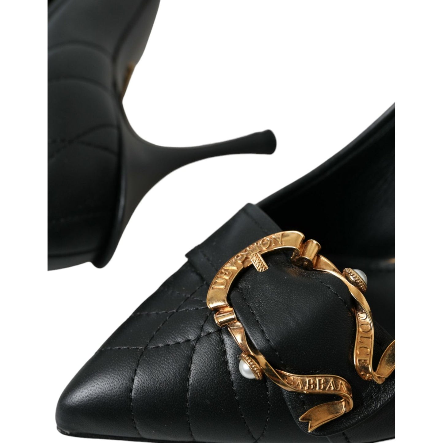 Dolce & Gabbana Black Devotion Leather Heels Pumps Shoes Dolce & Gabbana