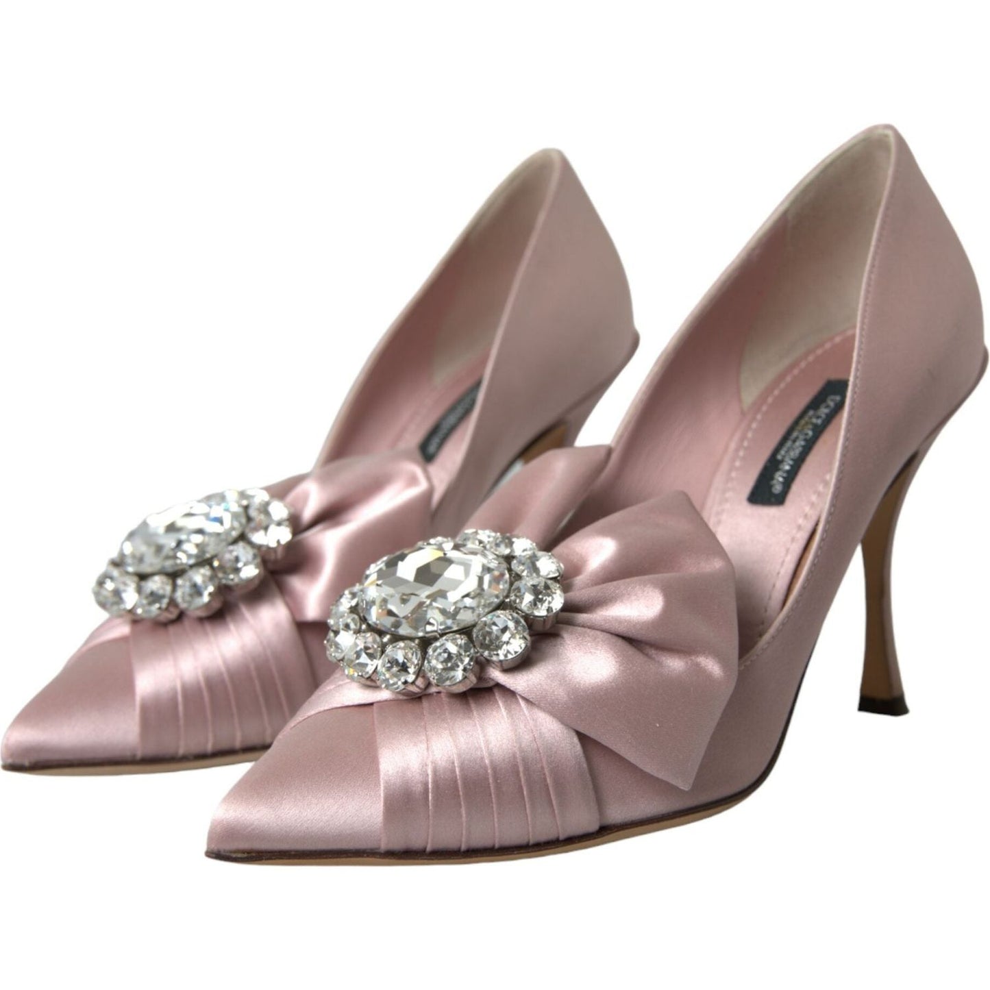 Dolce & Gabbana Pink Satin Crystal High Heels Pumps Shoes Dolce & Gabbana