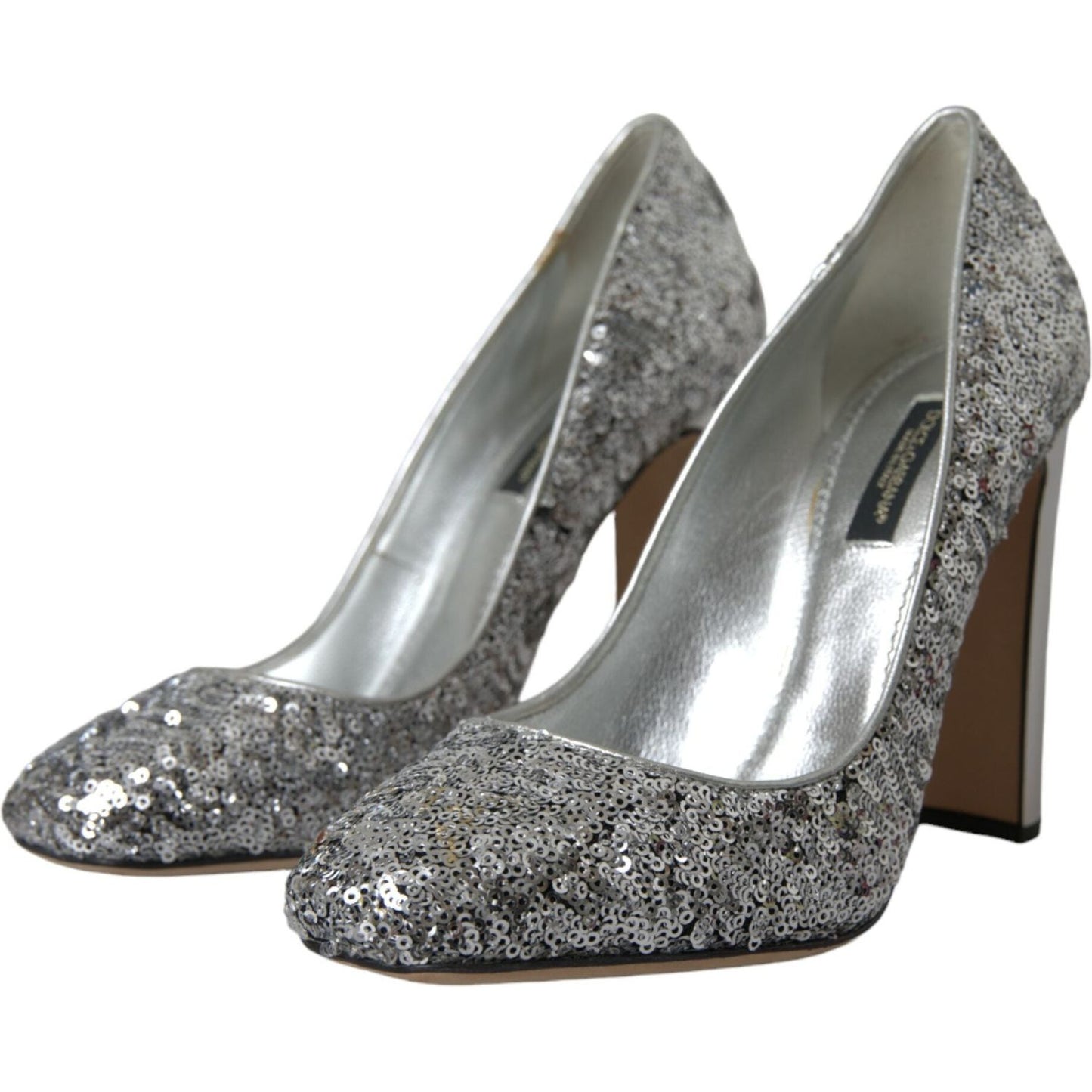 Dolce & Gabbana Silver Sequin Embellished Heels Pumps Shoes Dolce & Gabbana