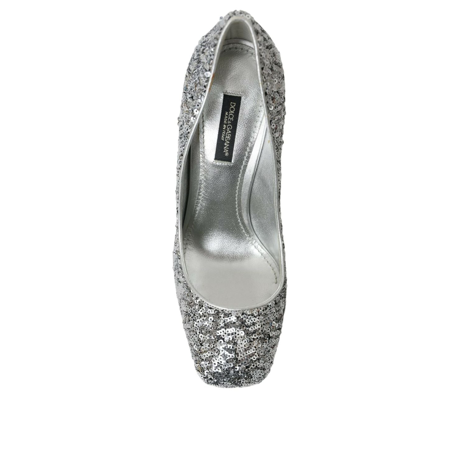 Dolce & Gabbana Silver Sequin Embellished Heels Pumps Shoes