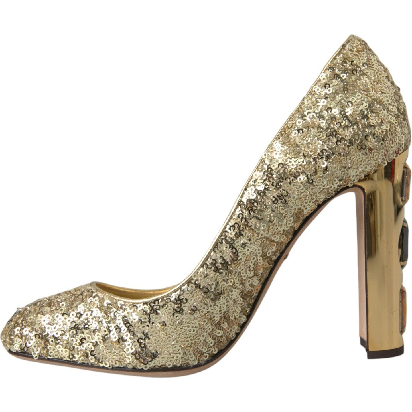 Dolce & Gabbana Gold Sequin Crystal Heels Pumps Shoes Dolce & Gabbana