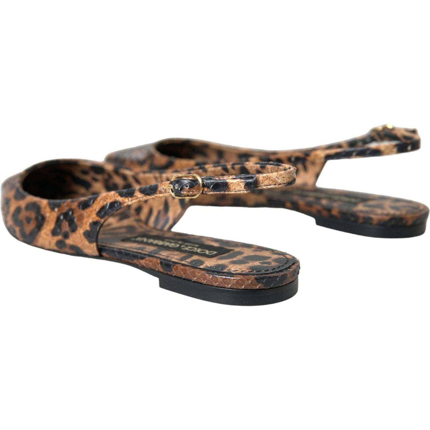 Dolce & Gabbana Brown Leopard Exotic Skin Slingback Shoes Dolce & Gabbana