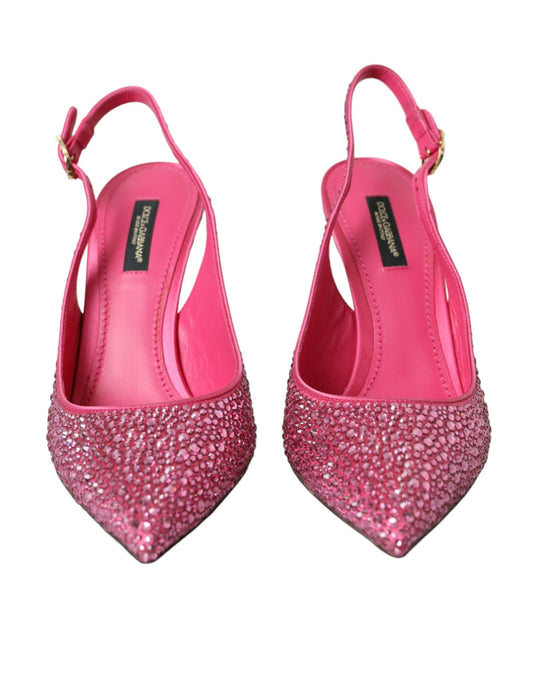 Dolce & Gabbana Pink Slingbacks Crystal Pumps Shoes Dolce & Gabbana