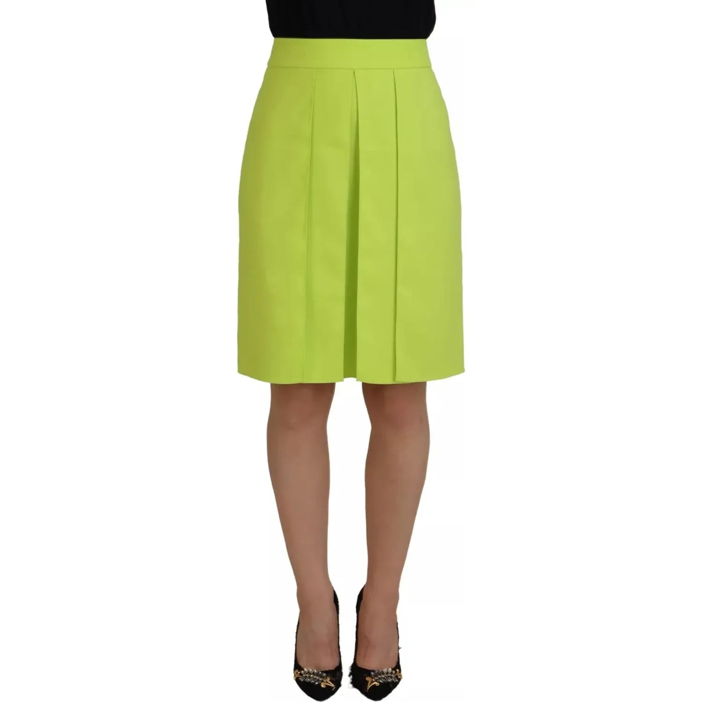 Dsquared² Green High Waist Pleated A-line Knee Length Skirt Dsquared²