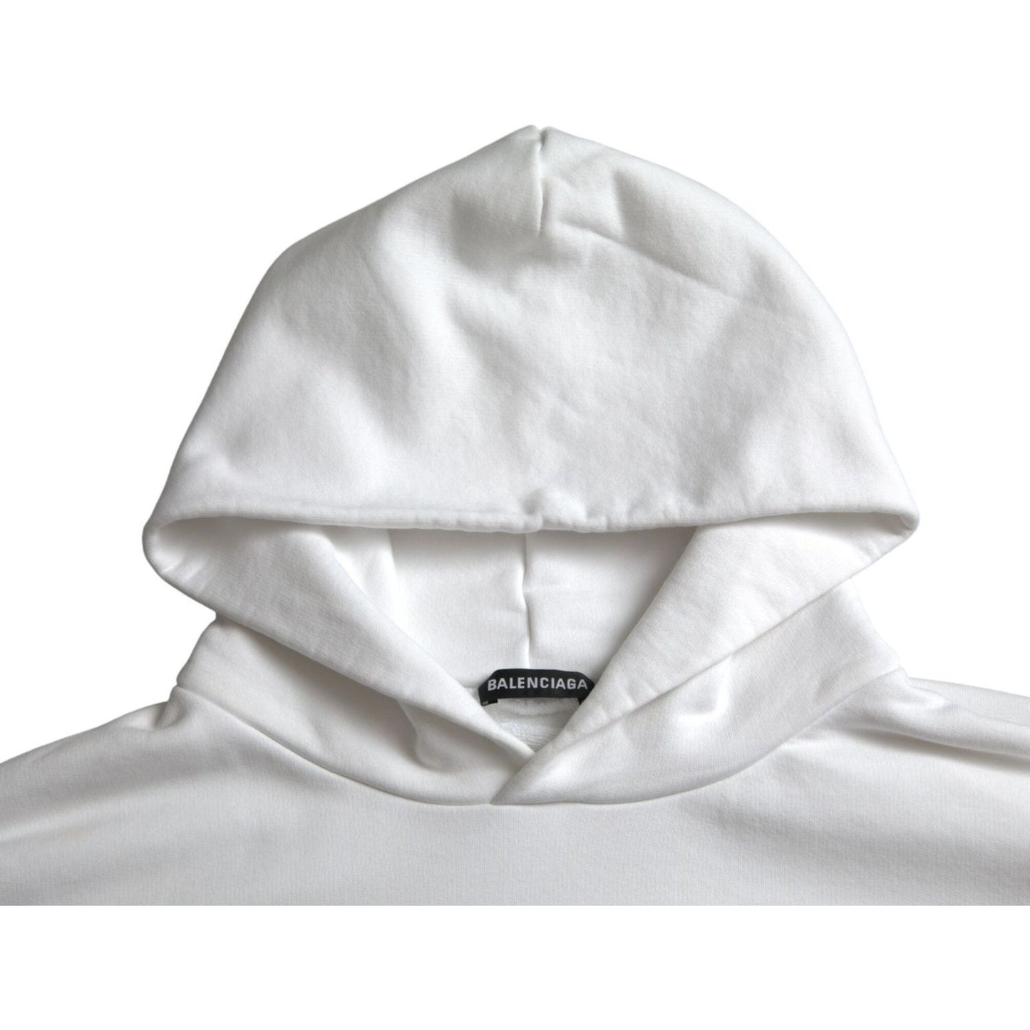 Balenciaga White Cotton Logo Hooded Pullover Sweatshirt Sweater Balenciaga