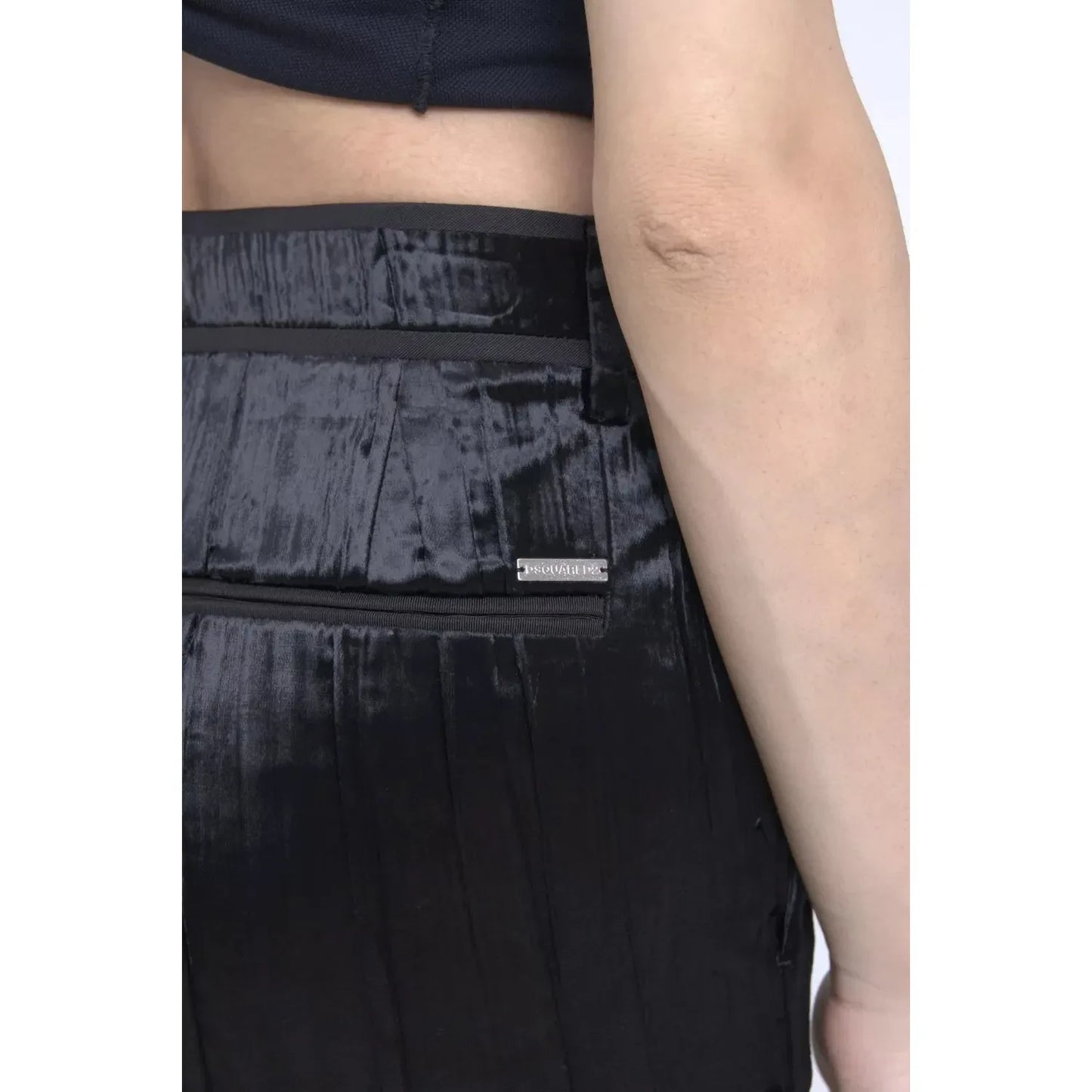 Dsquared² Black Viscose Super Flare High Waist Pants Dsquared²