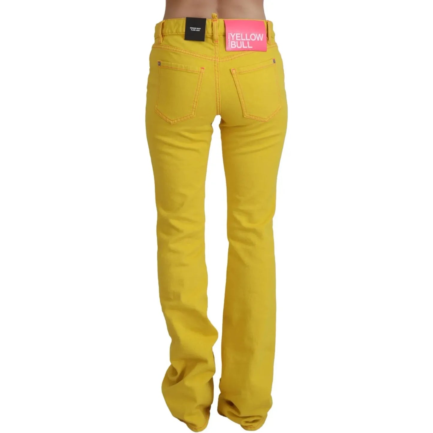 Dsquared² Yellow Cotton Mid Waist Flare Denim Trouser Jeans Dsquared² Goldenrod